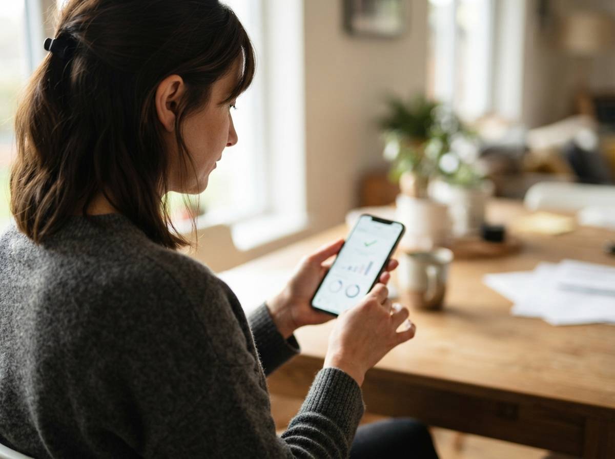 A woman uses her phone to move money into a high-yield savings account.