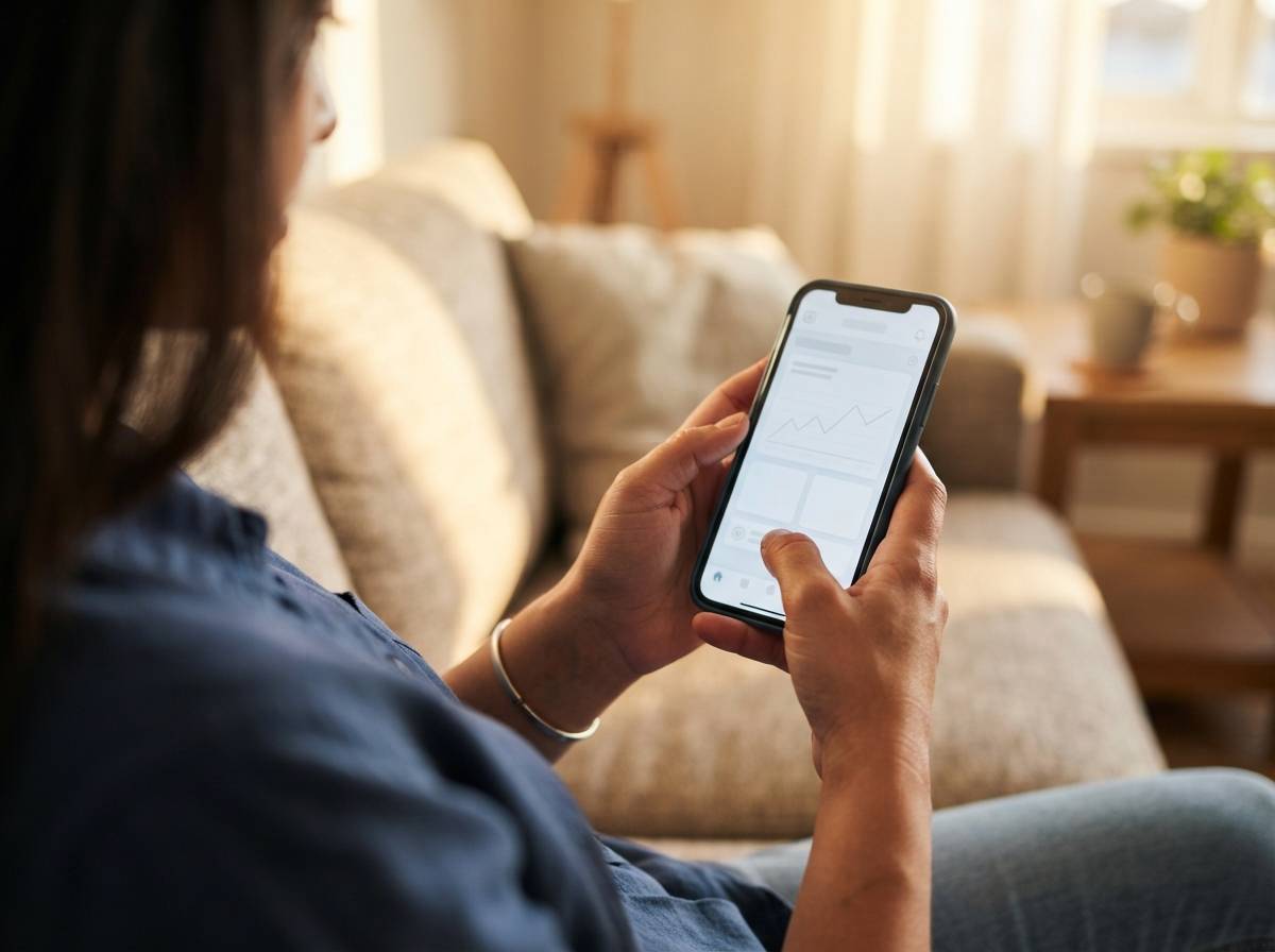 Close up of a person checking their savings account balance on a banking app.